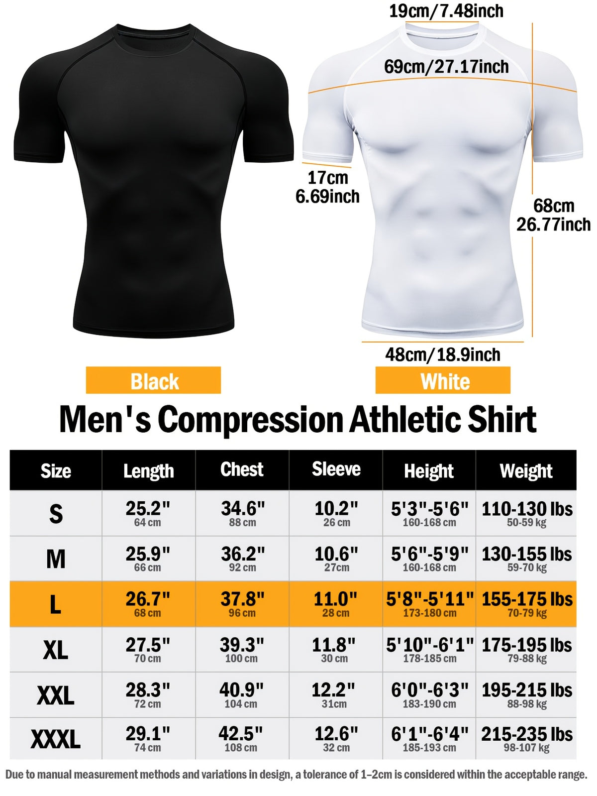 2 Pack Men's Compression Shirts, Short Sleeve T-Shirt, Quick Dry Breathable Workout Top with Moisture Wicking Fabric and 4-Way Stretch, Fitted Athletic Short Running Gym Training Tee for Active Performance, Running Tops