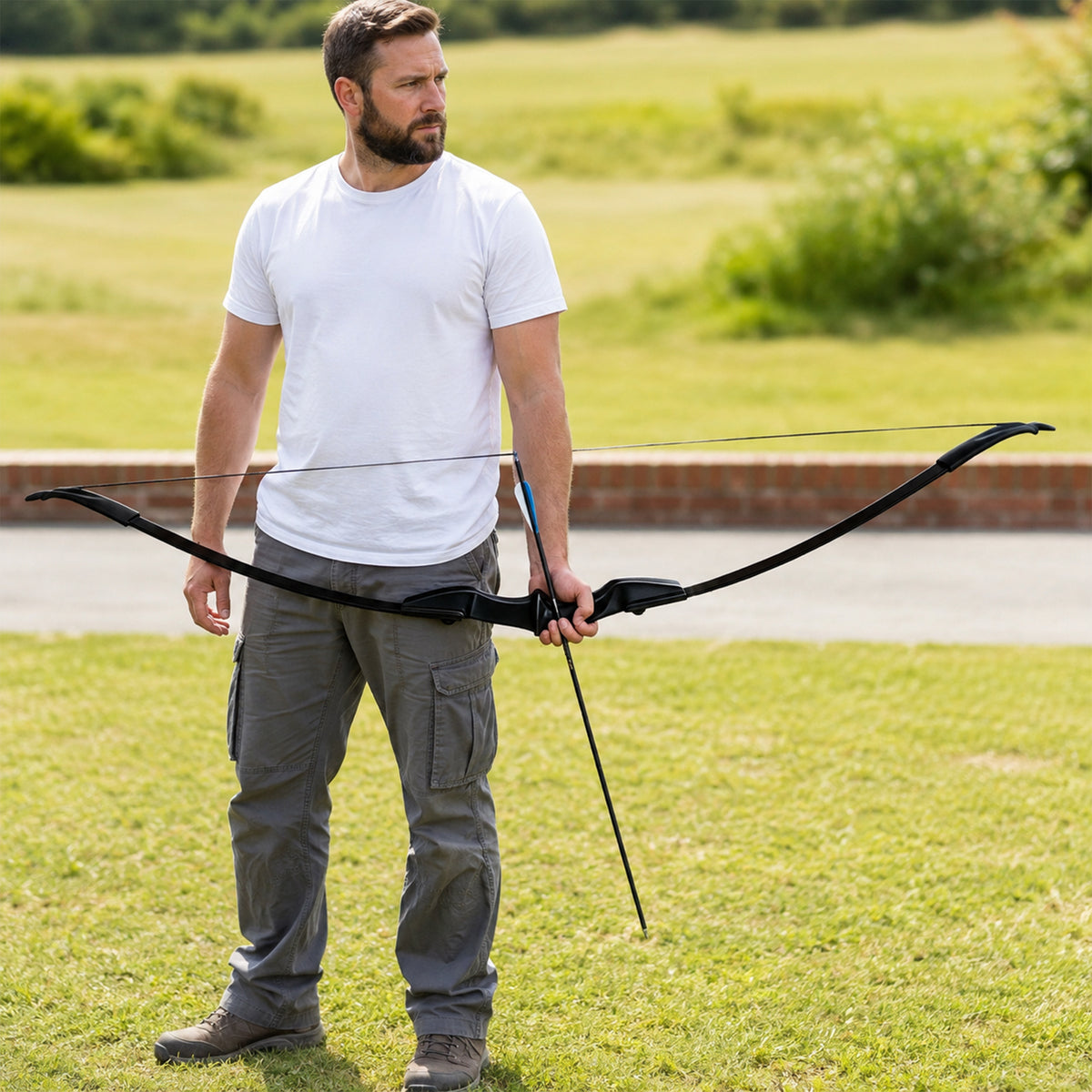 Black Adult 53" Archery Recurve Bow, Takedown Long Bow Kit, Portable Split-Type Bow, Adult and Beginners to Advanced Outdoor Target Practice, High Accuracy Shooting, Both for Left and Right Hand Use Recurve Bow Package for Adults 20LB, 30LB, 40LB