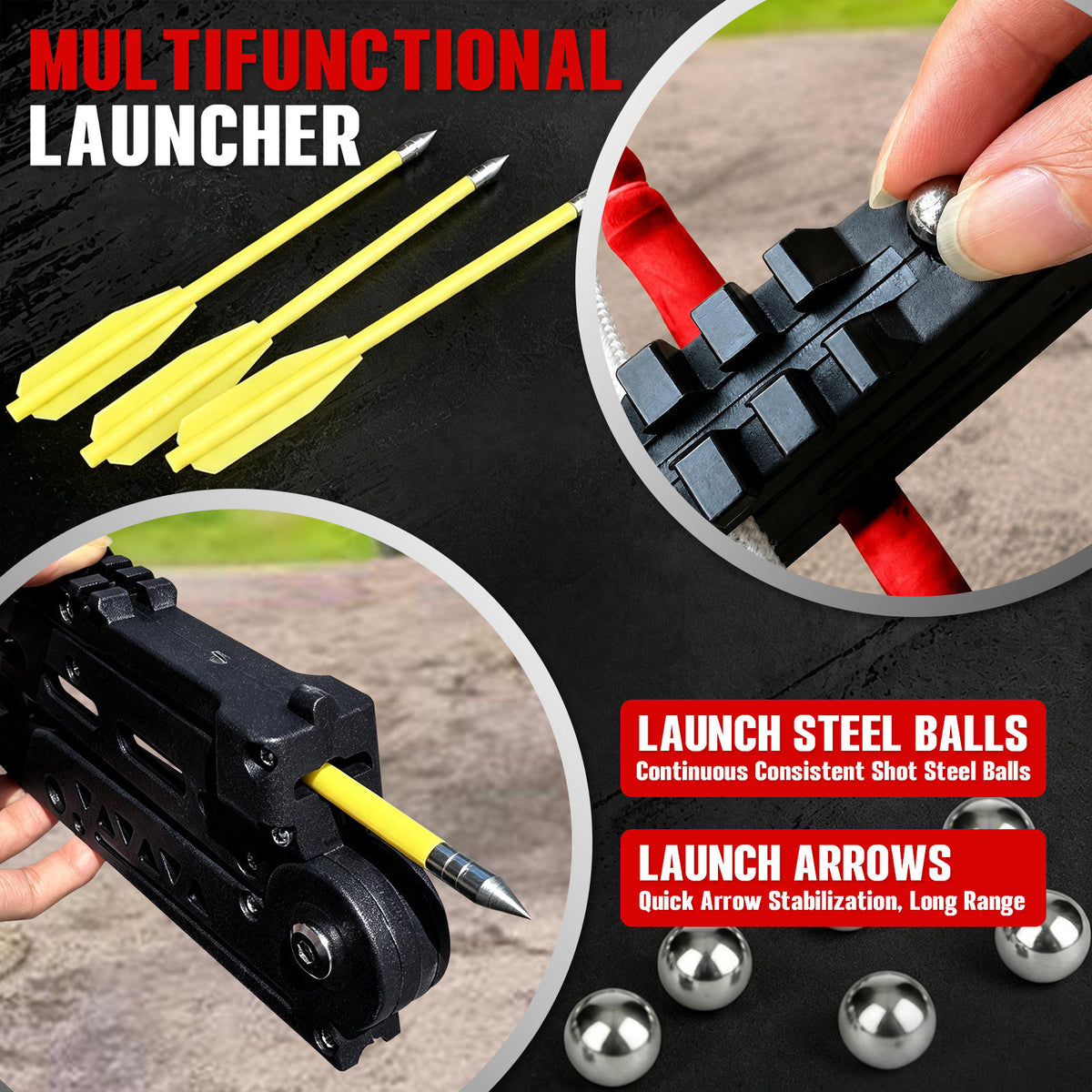 Portable Slingshot, Multifunctional Archery Adults Slingshot Set, High-Precision,Featuring Both Archery and Pellet Modes, Compact Folding Slingshot, Easy Storage Lightweight Archery Equipment for Adults Outdoor, Target Practice(Complete Package)