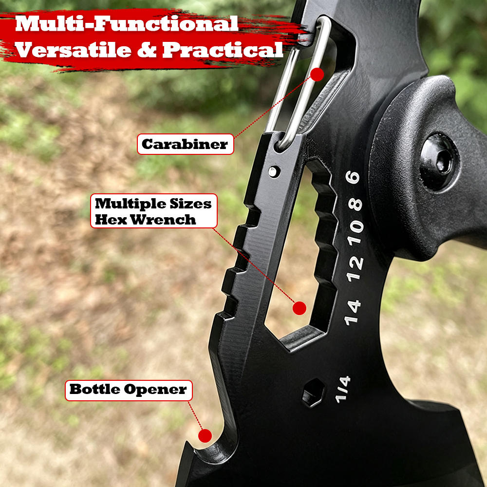 Outdoor Axe, Multifunctional Battle Axe, Camping Hand Axe, All-in-One Combat Axe, Durable and Sturdy Sharpened Blade, Wilderness Firewood-Splitting Survival Axe, 15 inch Tactical Axe with Mountain Lock and Bottle Opener with Sheath Hammer Tomahawk