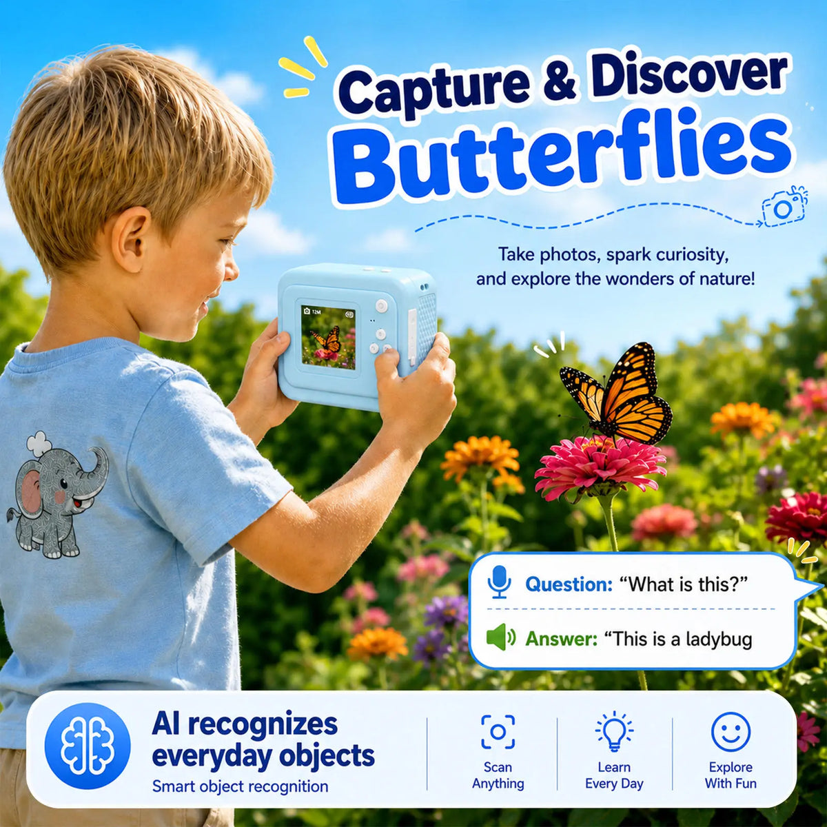 Kids Camera Instant Print for Boys Girls, 2.0-Inch Screen, 1080P HD Photography, MP3 & Game, 20 Creative Frames, 3 Rolls of Printer Paper, USB Charger, Perfect for Christmas And Halloween Birthday Gift, Perfect for Kid, Gifts Girls Boys 6 Years Old