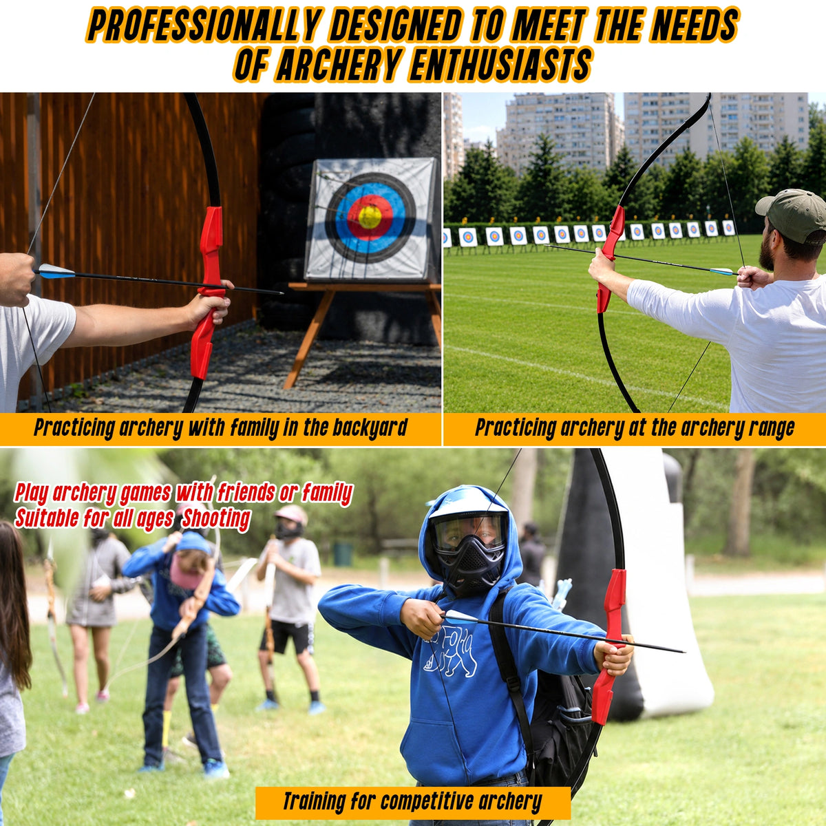 Archery  Recurve Bow 53" Standard Set for Adults 20 30 40lb, Takedown Archery Kit for Beginners Right & Left Handed Outdoor Target Practice & Training, Adult Beginners to Advanced Outdoor Target Practice, Smooth Shooting Performance, High Accuracy