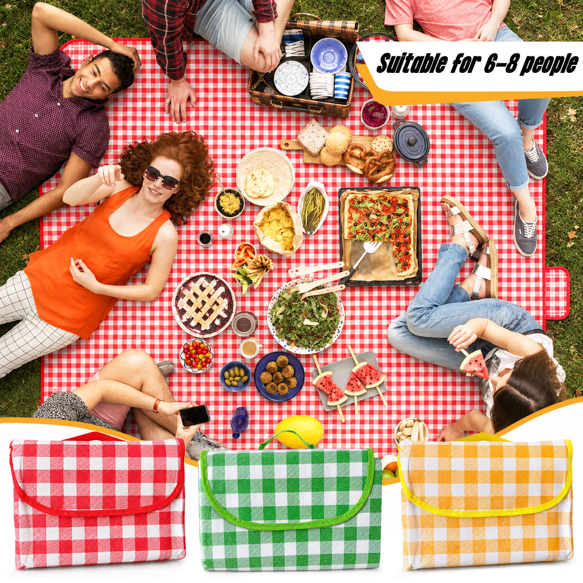 Large Checkered Picnic Blanket — 200 × 200 cm — product image 1