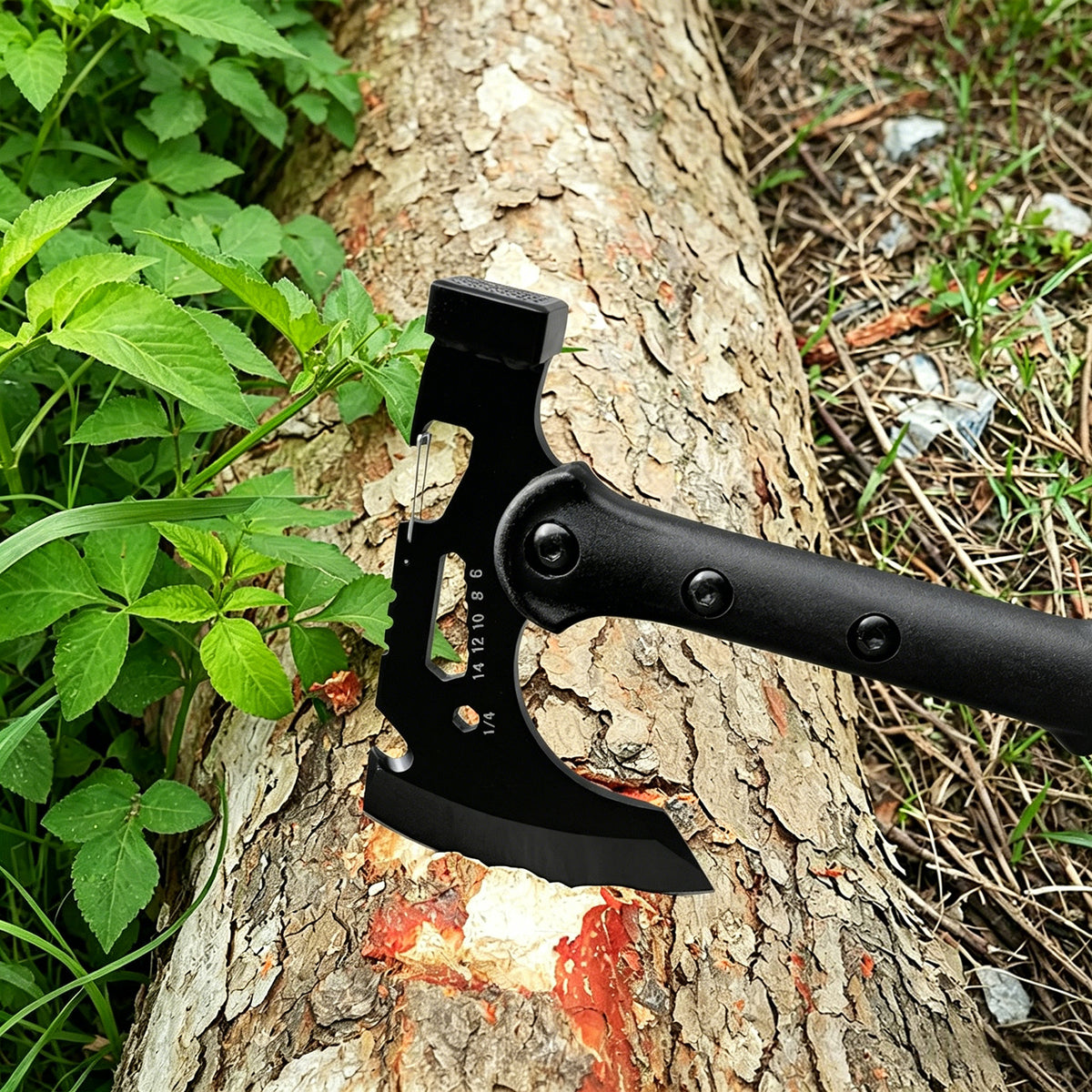 2 Pack Portable Battle Axe Set, Portable Outdoor Hatchet with Sheath, Reinforced Steel Sharp Blade, Window Breaker, Hammer and Multi-Tool Design Tomahawk, Durable Anti-Slip Handle Camping Hatchet Tool for Hiking/Camping/Outdoor Adventure Gear