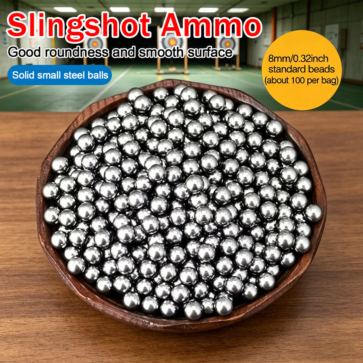 100PCS 8mm Stainless Precision Balls, Solid Round Bearings Balls, Smooth & Durable,High Hardness, Polished, Rust-Resistant, Ideal for Slingshot, Bow Practice & Target Training