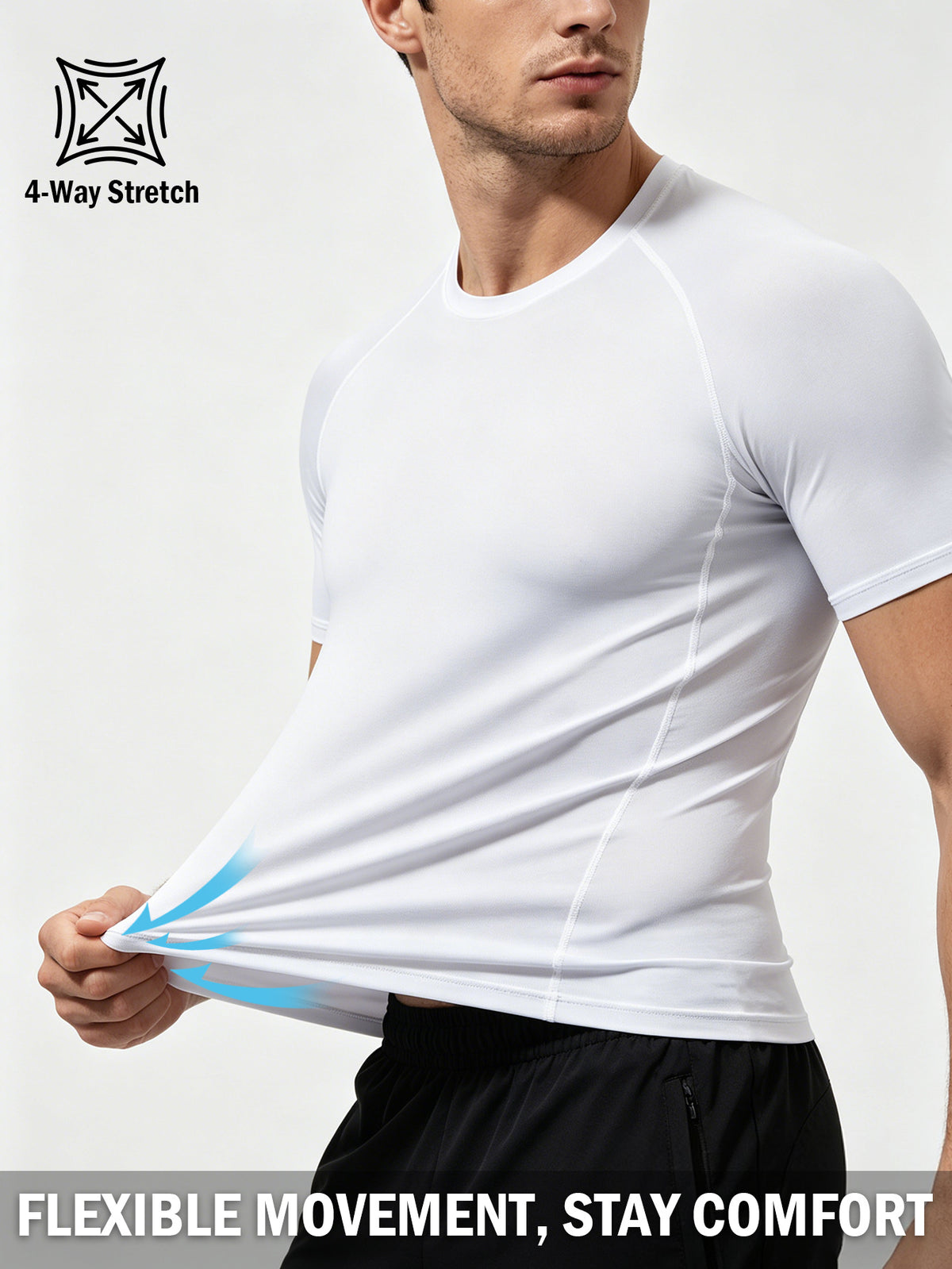 2 Pack Men's Compression Shirts, Short Sleeve T-Shirt, Quick Dry Breathable Workout Top with Moisture Wicking Fabric and 4-Way Stretch, Fitted Athletic Short Running Gym Training Tee for Active Performance, Running Tops
