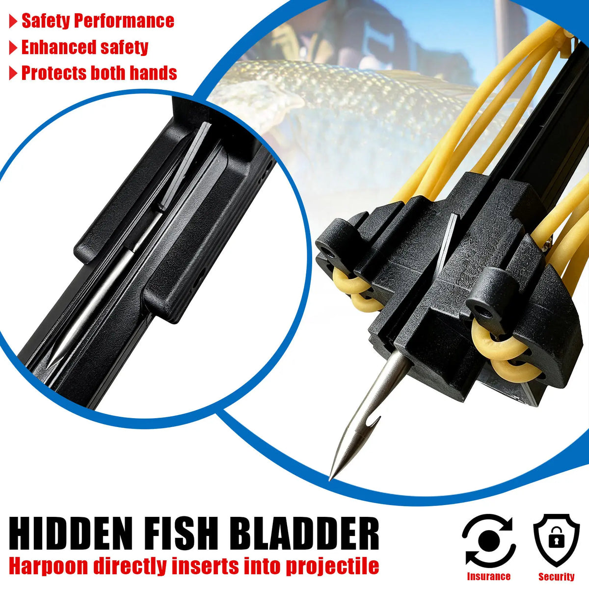 Upgraded Model Outdoor Fishing Slingshot, Heavy Duty Fish Rod Slingshot Gear, Max Performance Metal Slingshot, Safety Lock Trigger Automatic Slingshot, Essential for Outdoors Lakes,Rivers Fishing and Forest Shooting,Adult Slingshot with Rubber Bands
