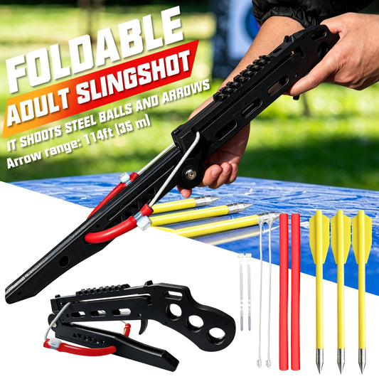 New Compound Bow, Folding High-Precision Slingshot, Portable Slingshot for Adults, Includes projectiles and arrows, Ideal for Outdoor Activities Backyard Use and Camping Target Practice Shooting