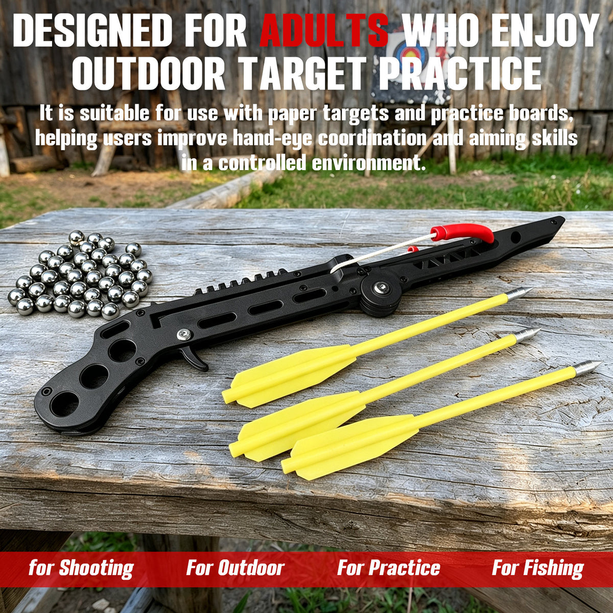 Portable Slingshot, Multifunctional Archery Adults Slingshot Set, High-Precision,Featuring Both Archery and Pellet Modes, Compact Folding Slingshot, Easy Storage Lightweight Archery Equipment for Adults Outdoor, Target Practice(Complete Package)