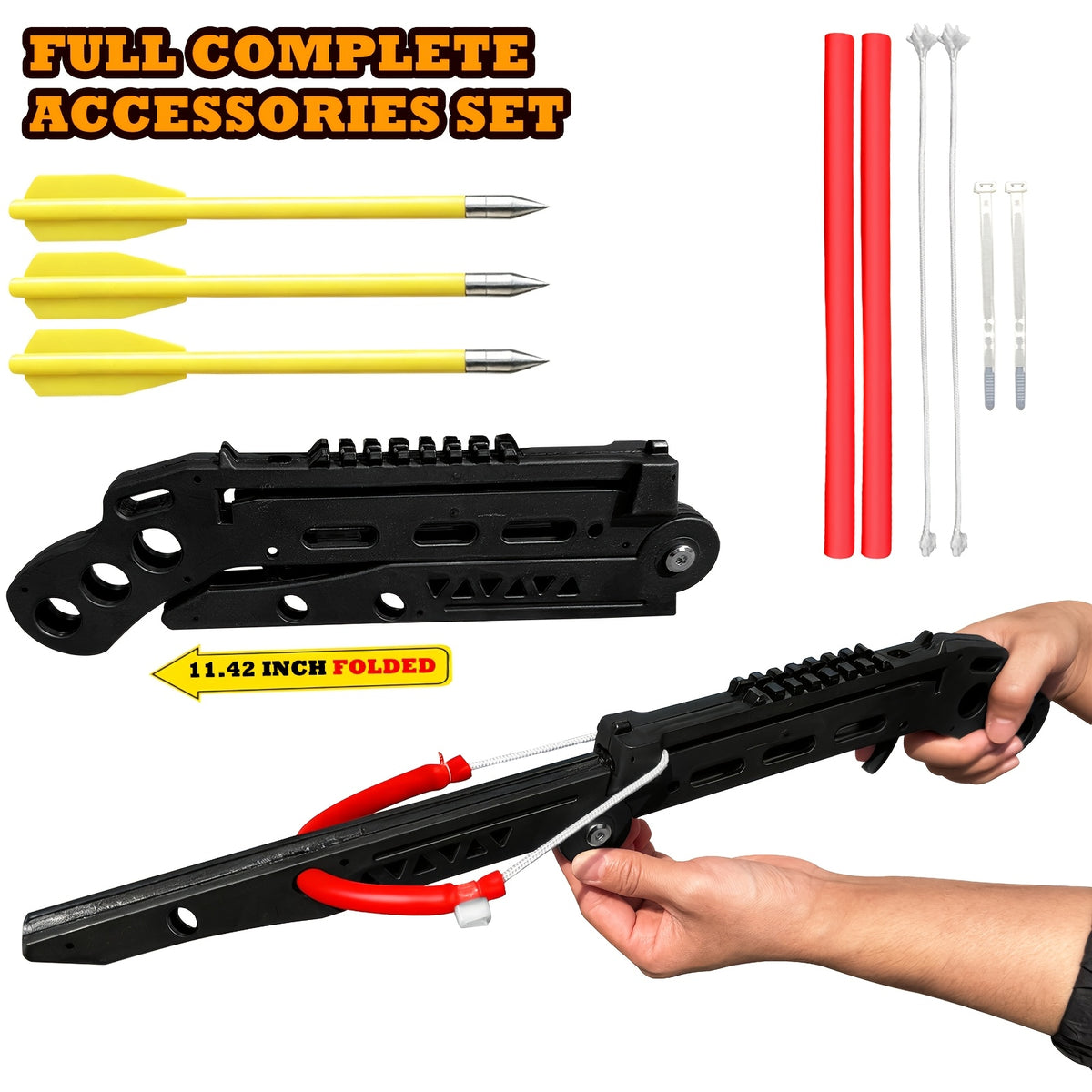 Folding Portable Slingshot, Outdoor Training Shooting Practice Compound Bow for Adults, Compact Foldable Design, Multi-Function Launcher with Ammo Balls and Training Arrow, Easy Carry for Camping Trips, Travel Packing and Backyard Weekend Use