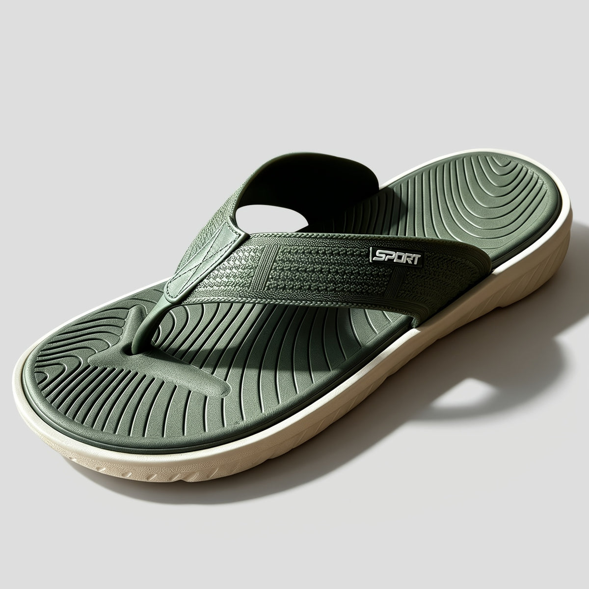Men's Flip Flops, Slide Sandals for Men, Lightweight Thong Sandals with Thick EVA Sole, Soft Cushioned Footbed & Textured Outsole, Non-Slip Slippers, Men Summer Beach Sandals with Arch Support for Casual Walking, Indoor & Outdoor Wear, Green