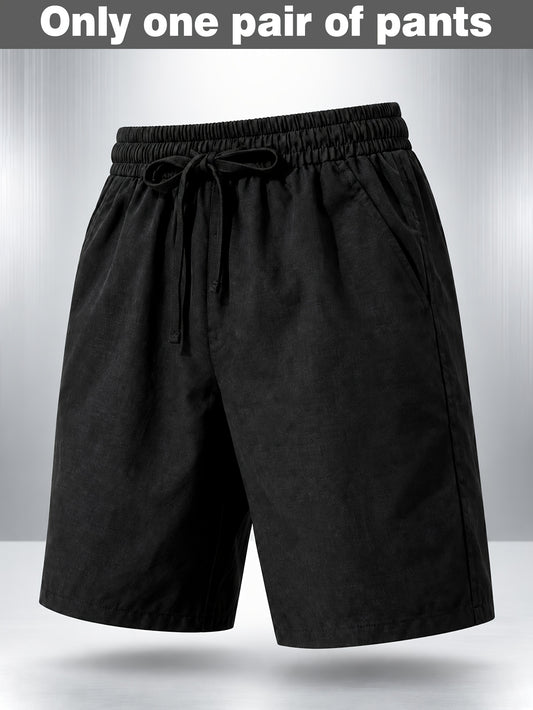 Men's Linen Breathable Workout Shorts, Lightweight Quick-Dry Sports Shorts, Breathable Stretch Athletic 5" Shorts, Drawstring Waist for Comfortable Outdoor Running, Gym Training & Fitness, Outdoor Beach Activities,Relaxed Shorts, Men Gift (Black）