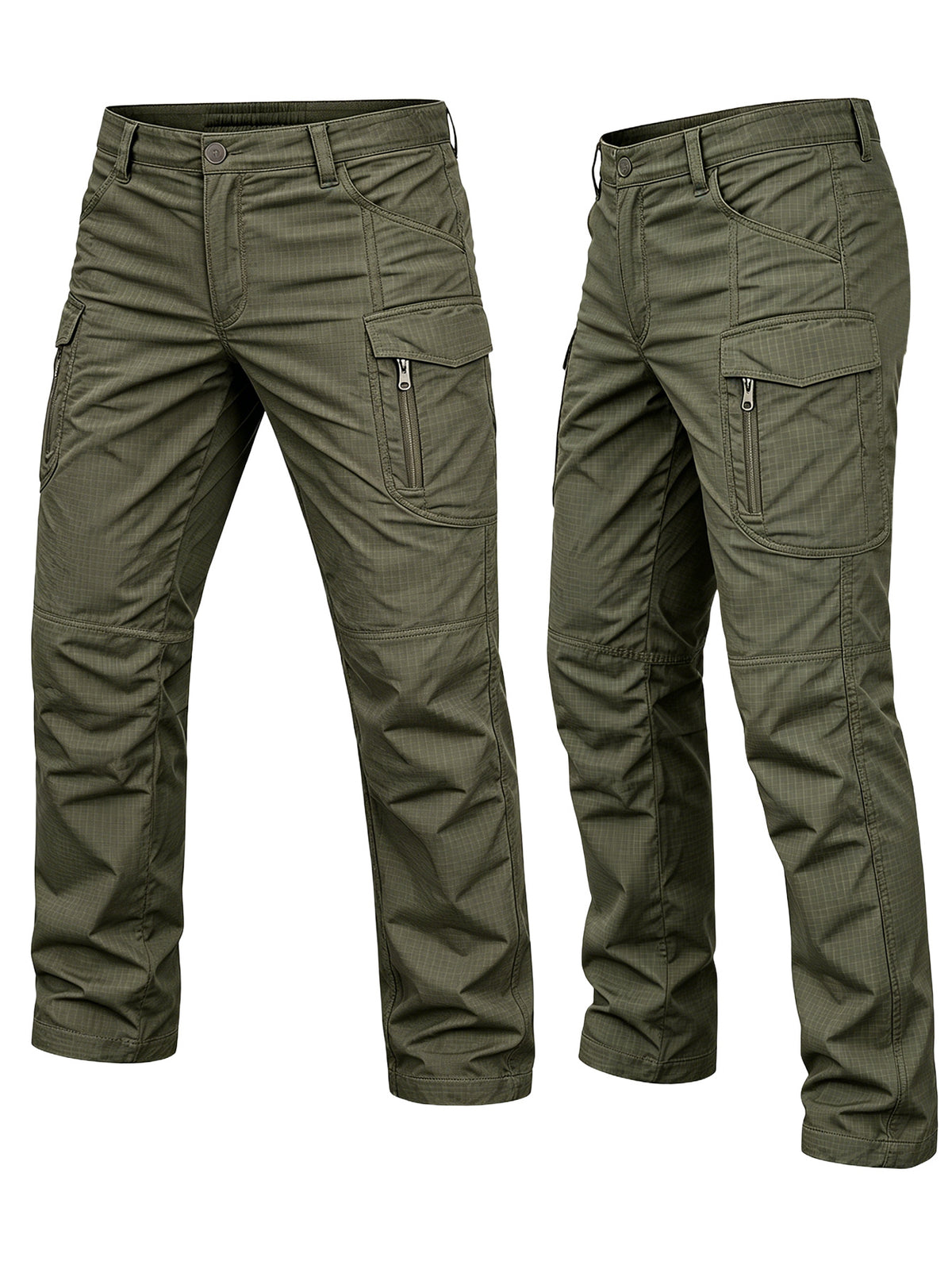 Men's Work Cargo Pants, Army Green, Stretch Tear-resistant Lightweight Commuter Pants/ Training Pants/Hiking Pants, Water-Resistant Multi-Pocket Utility Work Pants and Outdoor Casual Pants, for Outdoor Camping & Hiking, Durable