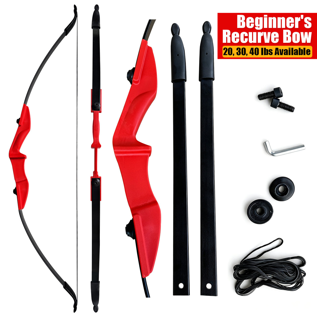 Archery  Recurve Bow 53" Standard Set for Adults 20 30 40lb, Takedown Archery Kit for Beginners Right & Left Handed Outdoor Target Practice & Training, Adult Beginners to Advanced Outdoor Target Practice, Smooth Shooting Performance, High Accuracy