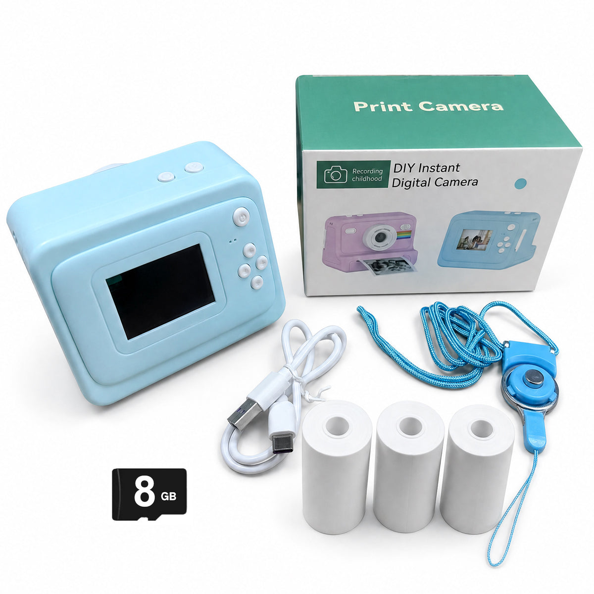 Kids Camera Instant Print for Boys Girls, 2.0-Inch Screen, 1080P HD Photography, MP3 & Game, 20 Creative Frames, 3 Rolls of Printer Paper, USB Charger, Perfect for Christmas And Halloween Birthday Gift, Perfect for Kid, Gifts Girls Boys 6 Years Old