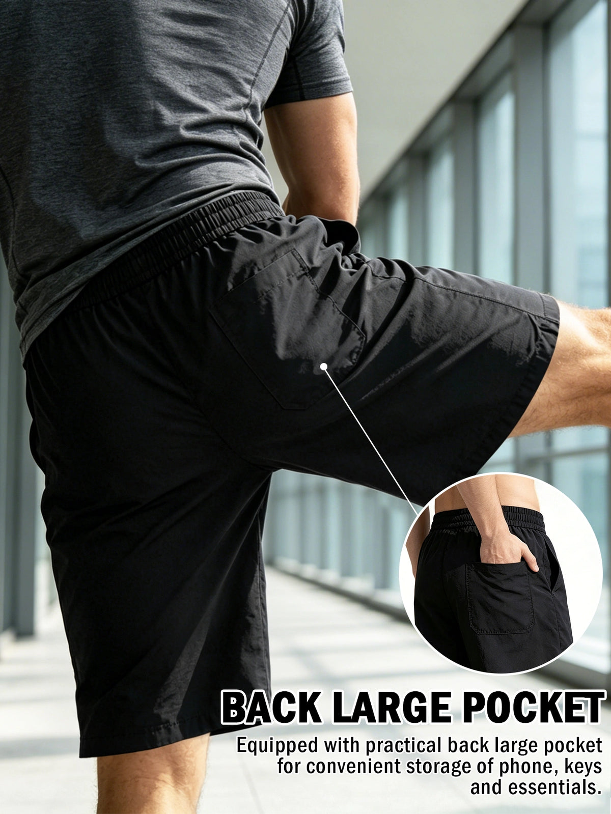 Men's Athletic Shorts for Running & Training,Mens Lightweight Fitness Shorts, DrawstringWaist and 3 Pockets, Perfect for Training, Running, Fitness, Outdoor Sports, Drawstring WaistShorts, Casual Versatile 5 Inch Shorts,Black