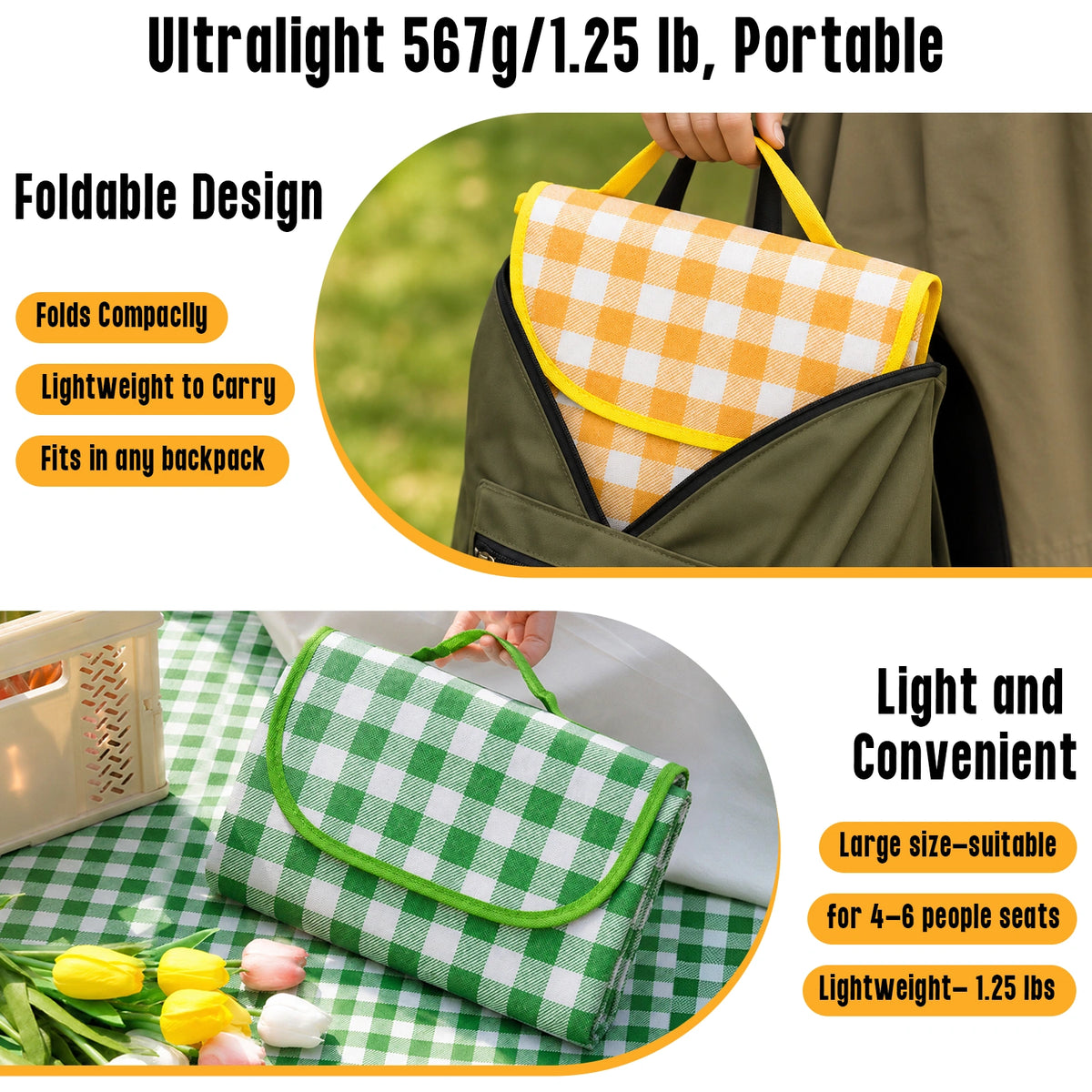 Large Checkered Picnic Blanket — 200 × 200 cm — product image 19