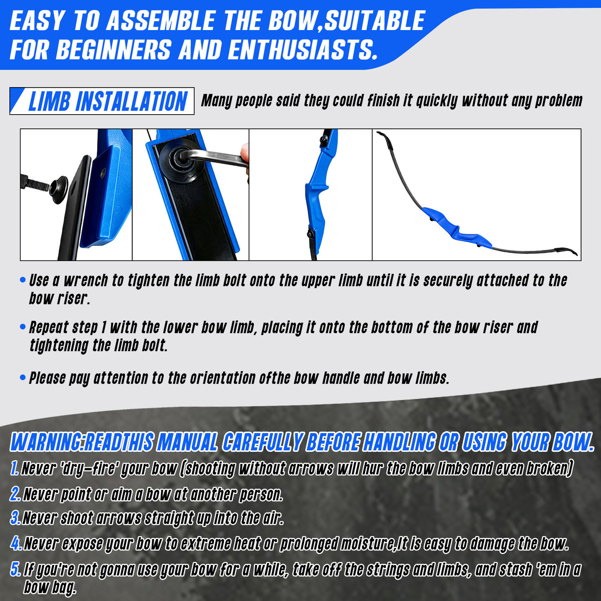 Archery Takedown Recurve Bow 53 inch for Adults,Beginners,Teenagers and Men-Right & Left Handed, Archery Set for Outdoor Target Training Practice,Beginner Recurve Bow, High Accuracy, Stability Performance (20/30/40lbs) Blue, Stylish