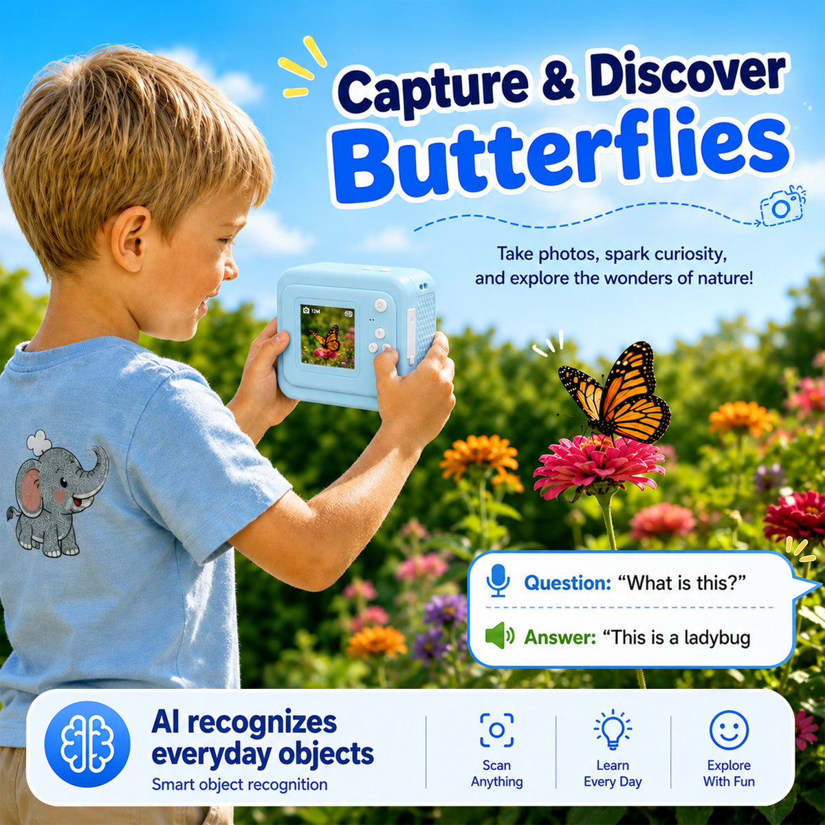 Kids Camera Instant Print for Boys Girls, 2.0-Inch Screen, 1080P HD Photography, MP3 & Game, 20 Creative Frames, 3 Rolls of Printer Paper, USB Charger, Perfect for Christmas And Halloween Birthday Gift, Perfect for Kid, Gifts Girls Boys 6 Years Old