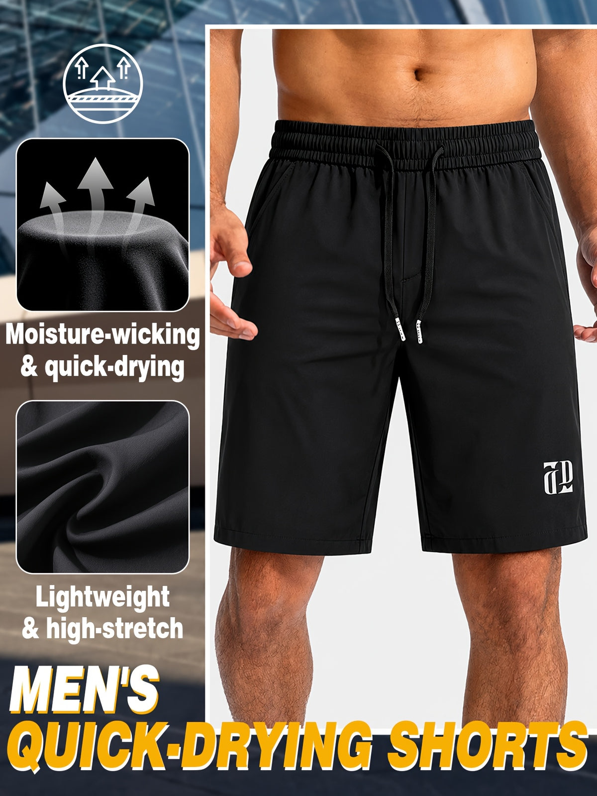 Men's Athletic Shorts for Running & Training,Mens Lightweight Fitness Shorts, DrawstringWaist and 3 Pockets, Perfect for Training, Running, Fitness, Outdoor Sports, Drawstring WaistShorts, Casual Versatile 5 Inch Shorts,Black