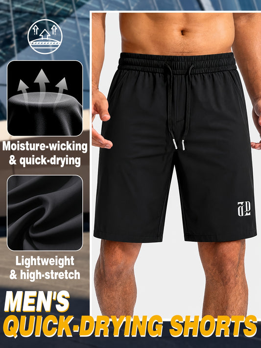 Men's Athletic Shorts for Running & Training,Mens Lightweight Fitness Shorts, DrawstringWaist and 3 Pockets, Perfect for Training, Running, Fitness, Outdoor Sports, Drawstring WaistShorts, Casual Versatile 5 Inch Shorts,Black