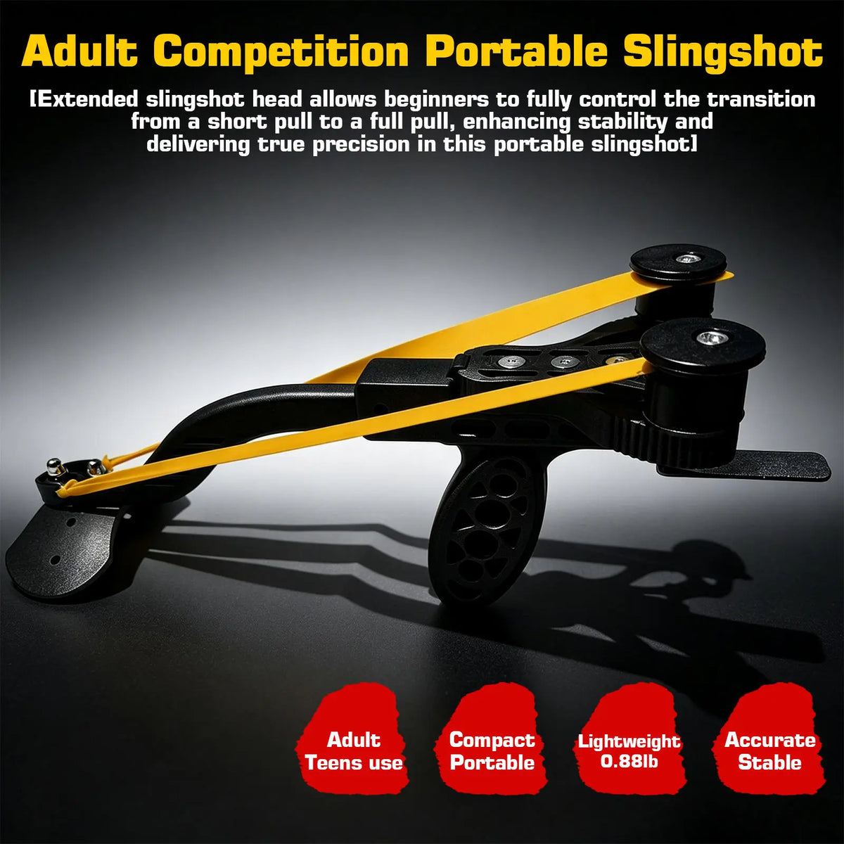 Portable Compound bow Adults Slingshot, Ultra Lightweight Fishing Slingshot with Arm Support Design, Adult Competition, Outdoor Shooting, Rapid-fire Steel Pellets Slingshot, 5pcs Replacement Bands, 50pcs Steel Balls, for Shooting, Fishing and Target