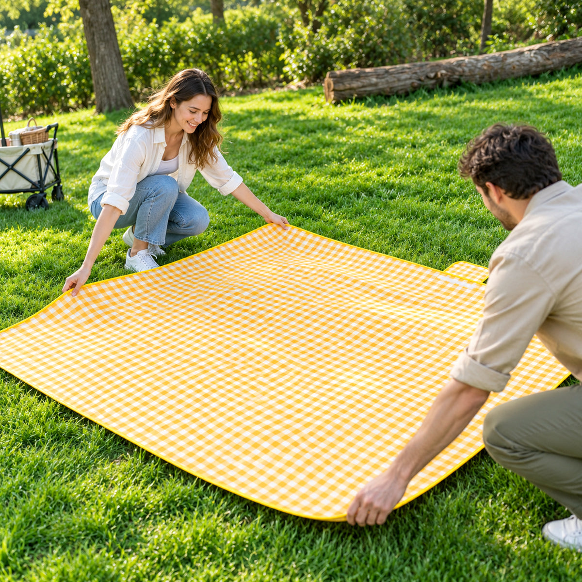 Large Checkered Picnic Blanket — 200 × 200 cm — product image 24