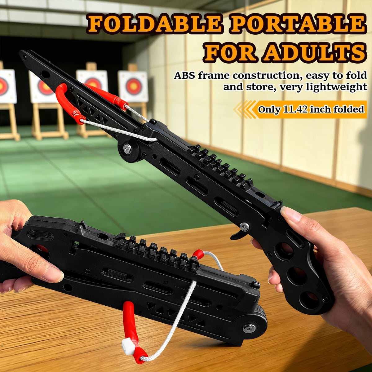Folding Portable Slingshot, Outdoor Training Shooting Practice Compound Bow for Adults, Compact Foldable Design, Multi-Function Launcher with Ammo Balls and Training Arrow, Easy Carry for Camping Trips, Travel Packing and Backyard Weekend Use
