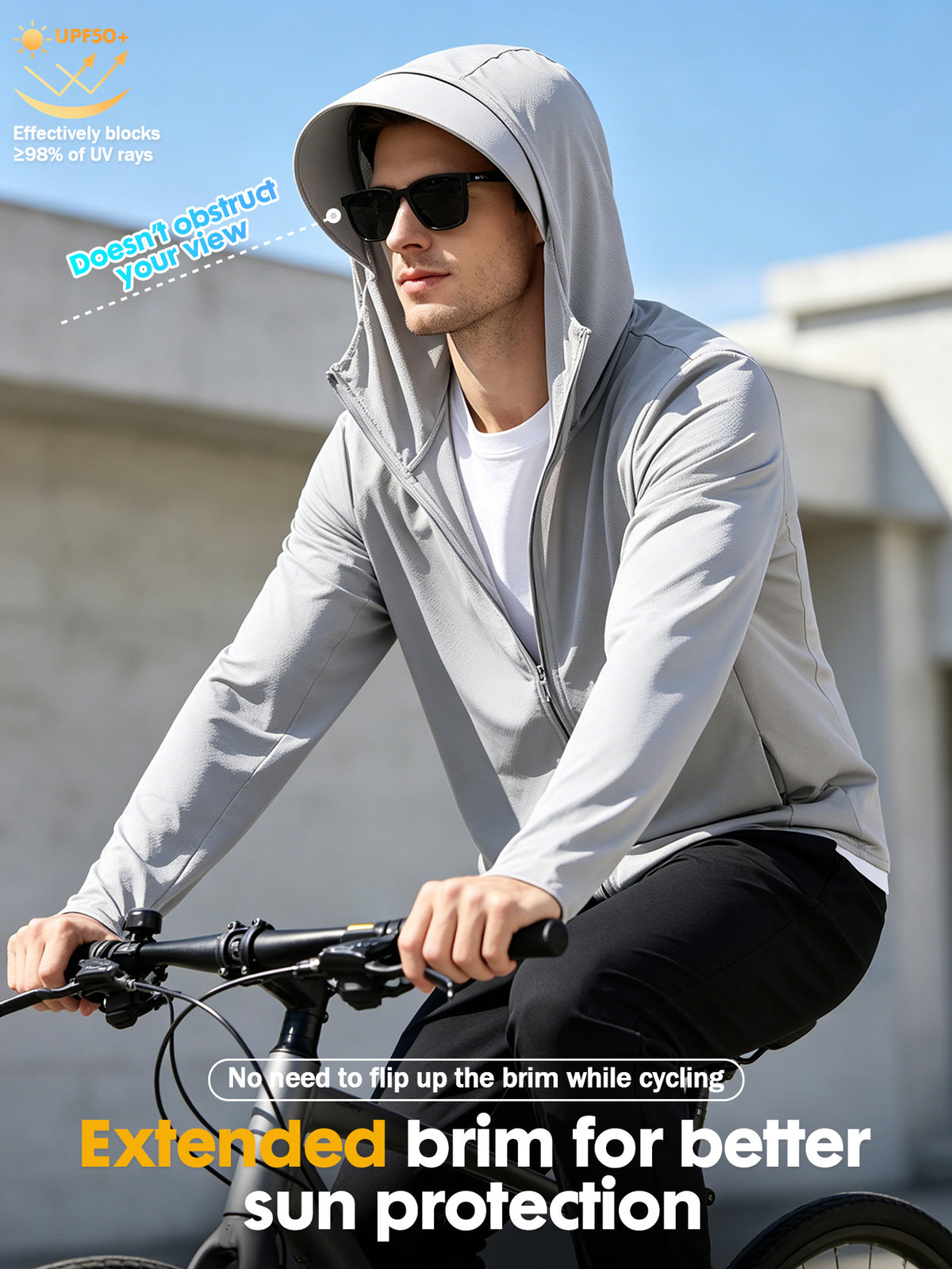 Men's Cool and Comfortable Jacket With Hood Brim, Moisture-wicking and Quick-drying Shirt, Breathable Sun Protection Shirt, Outdoor Lightweight Full Zip Hoodie Jacket Long Sleeve Fishing, Hiking, Running, Tops for Summer