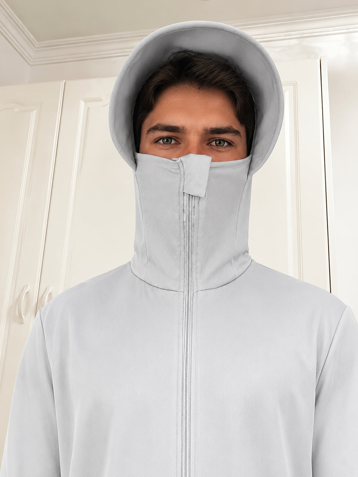 Men's Cool and Comfortable Jacket With Hood Brim, Moisture-wicking and Quick-drying Shirt, Breathable Sun Protection Shirt, Outdoor Lightweight Full Zip Hoodie Jacket Long Sleeve Fishing, Hiking, Running, Tops for Summer