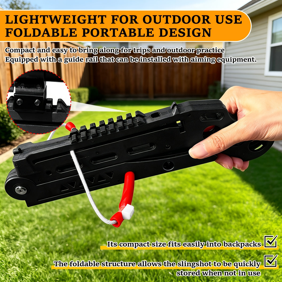 Folding Portable Slingshot, Outdoor Training Shooting Practice Compound Bow for Adults, Compact Foldable Design, Multi-Function Launcher with Ammo Balls and Training Arrow, Easy Carry for Camping Trips, Travel Packing and Backyard Weekend Use