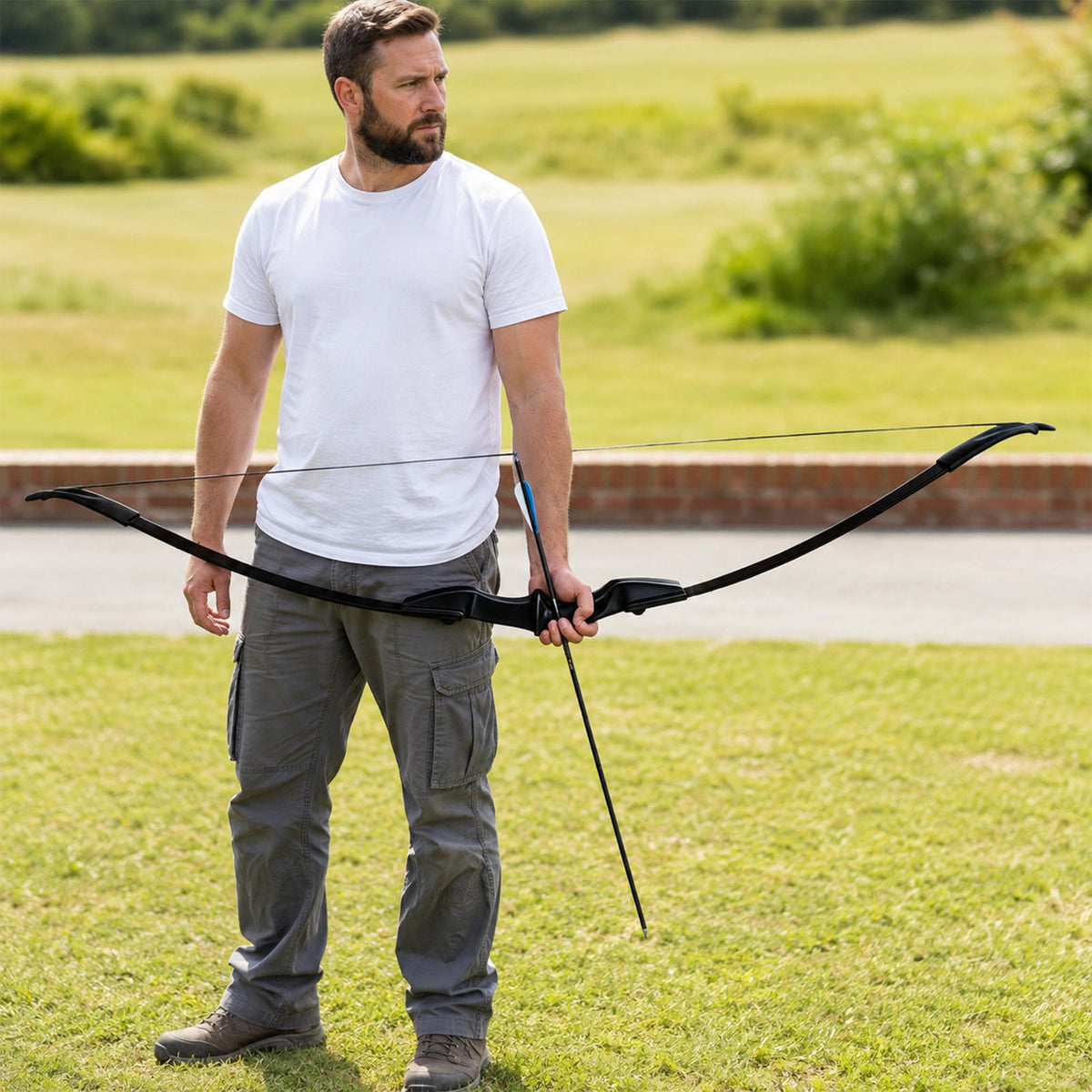 Black Adult 53" Archery Recurve Bow, Takedown Long Bow Kit, Portable Split-Type Bow, Adult and Beginners to Advanced Outdoor Target Practice, High Accuracy Shooting, Both for Left and Right Hand Use Recurve Bow Package for Adults 20LB, 30LB, 40LB