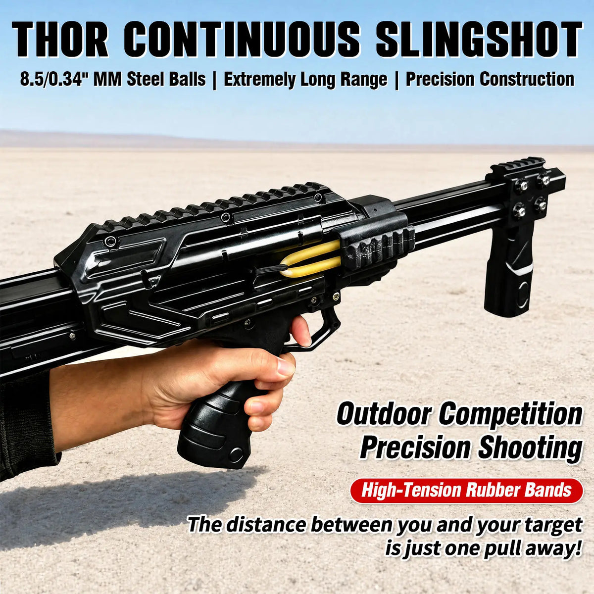 Upgraded Heavy Duty Continuous Shooting Slingshot, New Thor Multi-Shot Compound Bow for Adults, Aluminum Alloy Frame, Automatic Trigger Slingshot, Beads Shooting, Precision Adult Bow, In Car Essential, For Jungle Outdoor Gear, Black Metal Archery Kit