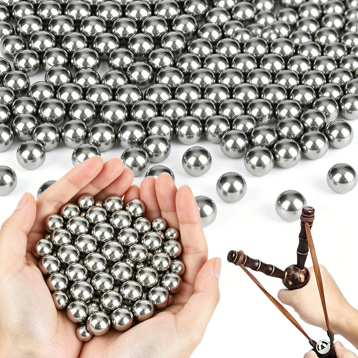 100PCS 8mm Stainless Precision Balls, Solid Round Bearings Balls, Smooth & Durable,High Hardness, Polished, Rust-Resistant, Ideal for Slingshot, Bow Practice & Target Training