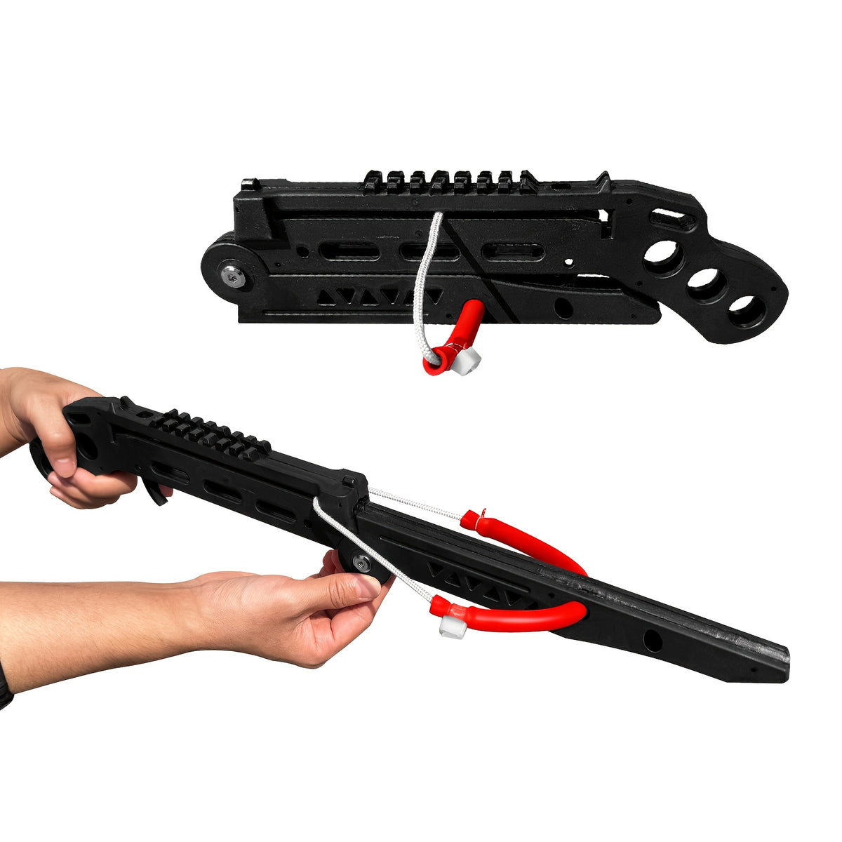 Folding Slingshot Set, Outdoor Shooting Practice Slingshots for Adults, New Type Bow, 19inch Length, 11.42inch Folded, Portable Target Practice Launcher with Steel Balls & Training Arrows, Easy Storage for Outdoor Backyard Target Shooting