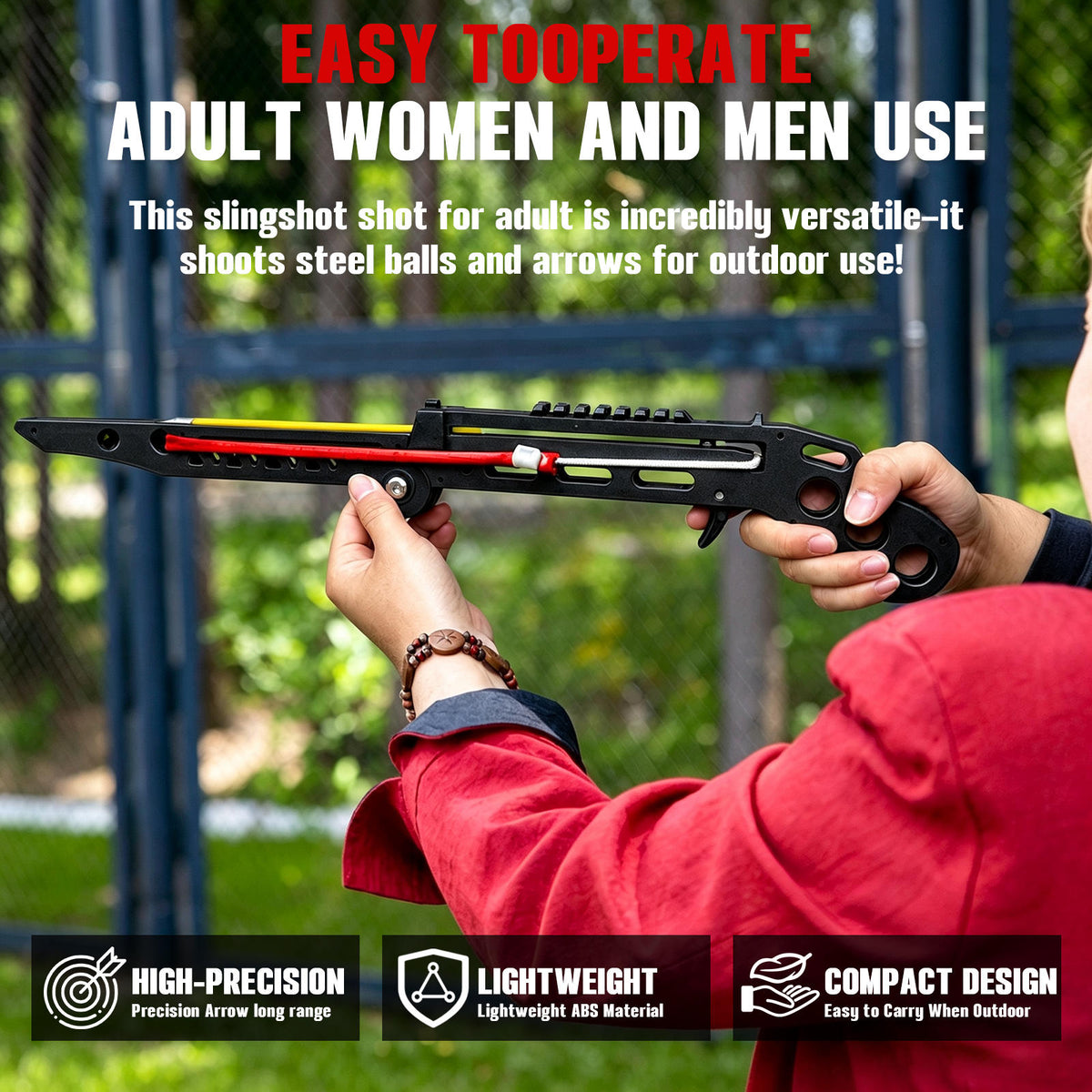 Portable Slingshot, Multifunctional Archery Adults Slingshot Set, High-Precision,Featuring Both Archery and Pellet Modes, Compact Folding Slingshot, Easy Storage Lightweight Archery Equipment for Adults Outdoor, Target Practice(Complete Package)