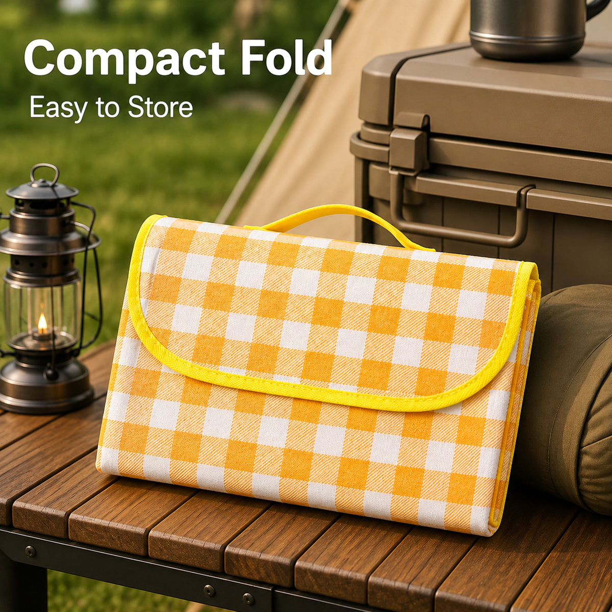 Portable Outdoor Picnic Blanket, 59x79'' Large Beach Blanket, Sand Proof Foldable Non-Woven Picnic Mat, Thickened Checkered Outdoor Mat with Handle, Oversized Compact Suitable for Parks, Meadows, Camping, Hiking, Concerts(3 Colors, 150x200cm)