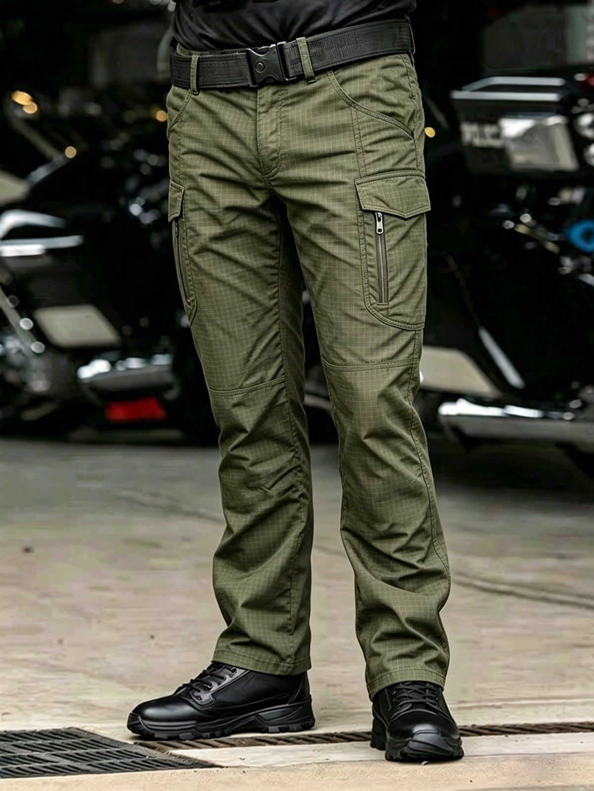 Men's Work Cargo Pants, Army Green, Stretch Tear-resistant Lightweight Commuter Pants/ Training Pants/Hiking Pants, Water-Resistant Multi-Pocket Utility Work Pants and Outdoor Casual Pants, for Outdoor Camping & Hiking, Durable