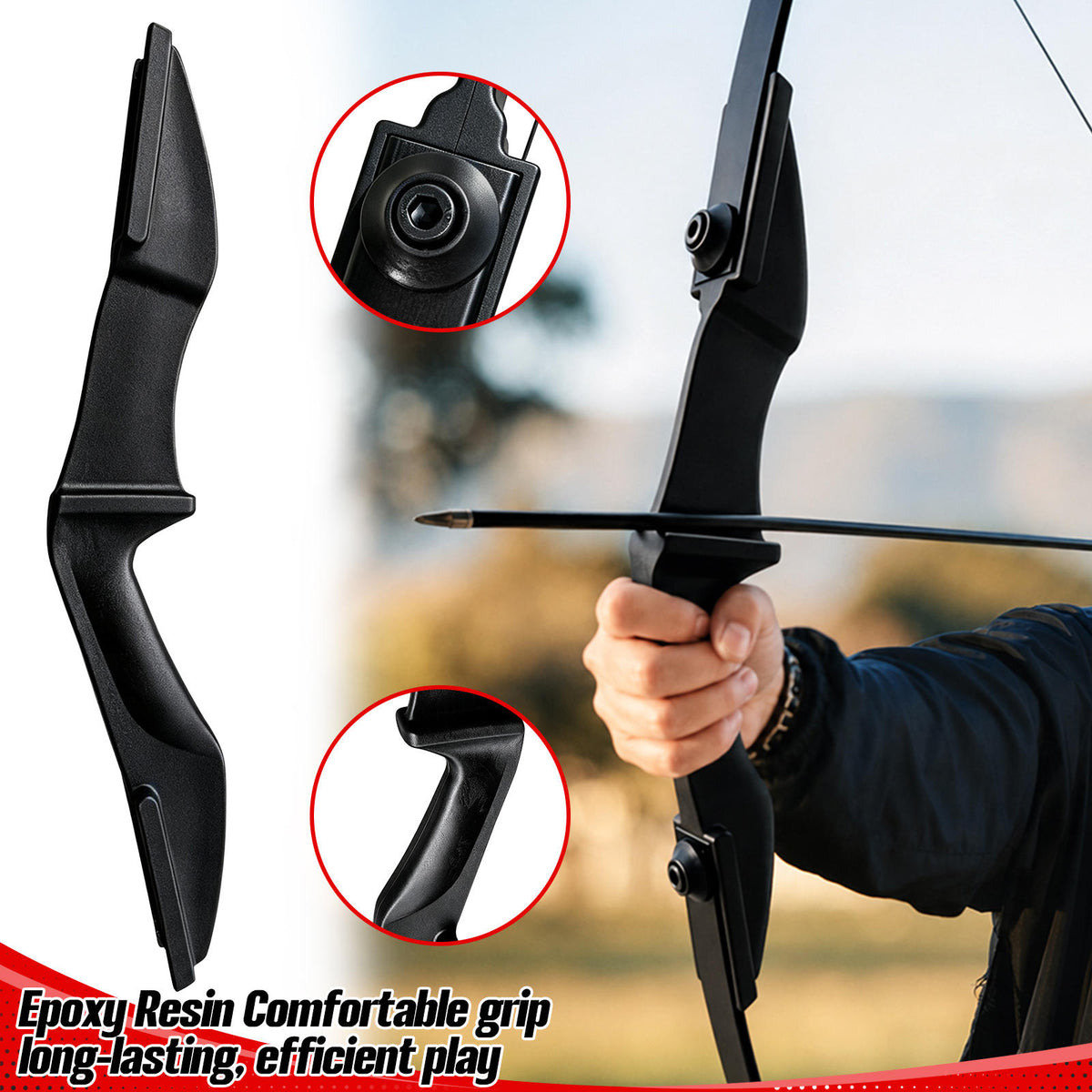 Black Adult 53" Archery Recurve Bow, Takedown Long Bow Kit, Portable Split-Type Bow, Adult and Beginners to Advanced Outdoor Target Practice, High Accuracy Shooting, Both for Left and Right Hand Use Recurve Bow Package for Adults 20LB, 30LB, 40LB
