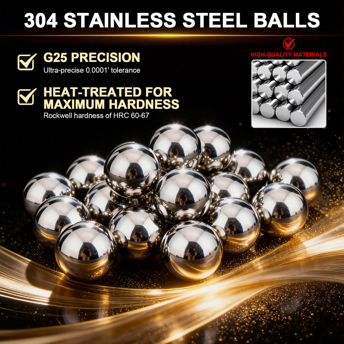 100PCS 8mm Stainless Precision Balls, Solid Round Bearings Balls, Smooth & Durable,High Hardness, Polished, Rust-Resistant, Ideal for Slingshot, Bow Practice & Target Training