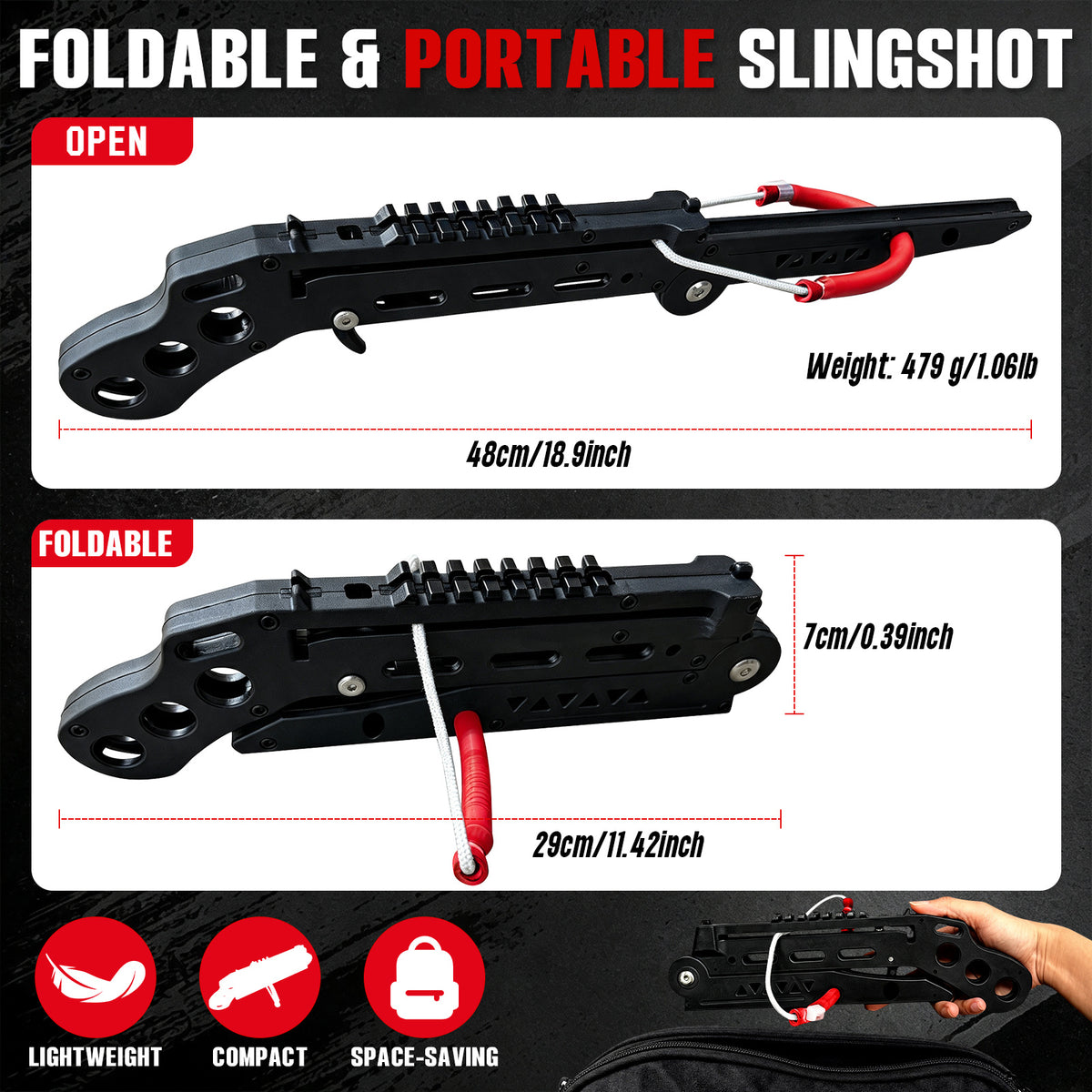 Portable Slingshot, Multifunctional Archery Adults Slingshot Set, High-Precision,Featuring Both Archery and Pellet Modes, Compact Folding Slingshot, Easy Storage Lightweight Archery Equipment for Adults Outdoor, Target Practice(Complete Package)