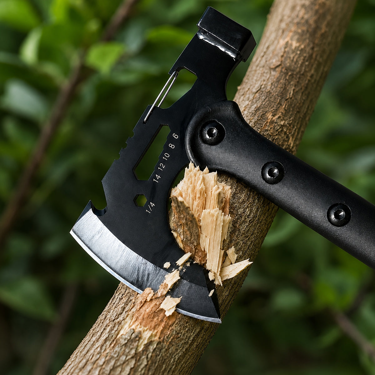 Portable Hand Axe 2 Pack Set, Sharp Stainless Steel Head Tomahawk with Sheath, Assault Axe, Hatchet with Hammer, Hex Wrench and Bottle Opener, Multi-functional Camping Hatchet with Handle for Camping, Emergency, Hiking, Jungle and Outdoor