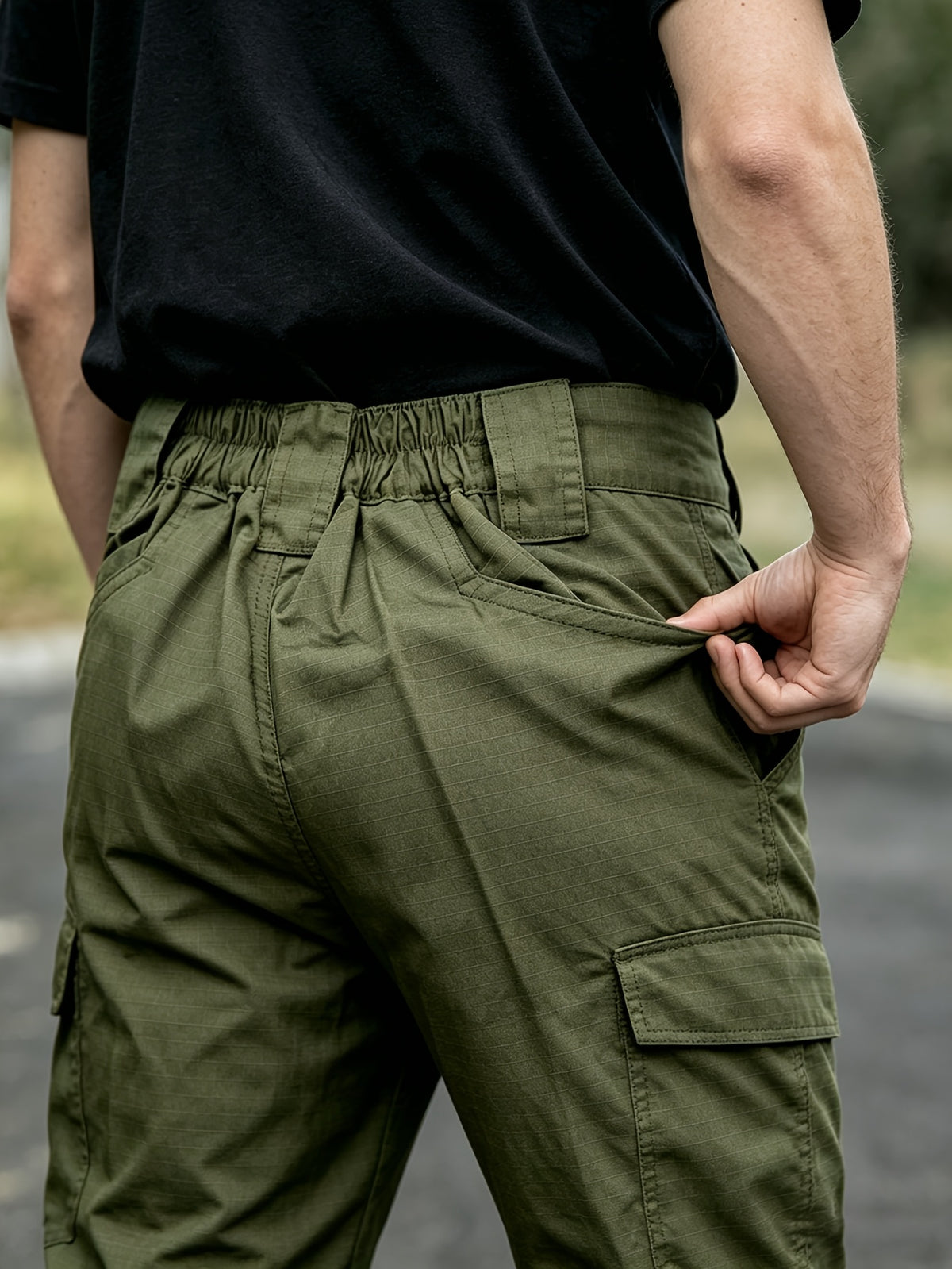 Men's Work Cargo Pants, Army Green, Stretch Tear-resistant Lightweight Commuter Pants/ Training Pants/Hiking Pants, Water-Resistant Multi-Pocket Utility Work Pants and Outdoor Casual Pants, for Outdoor Camping & Hiking, Durable