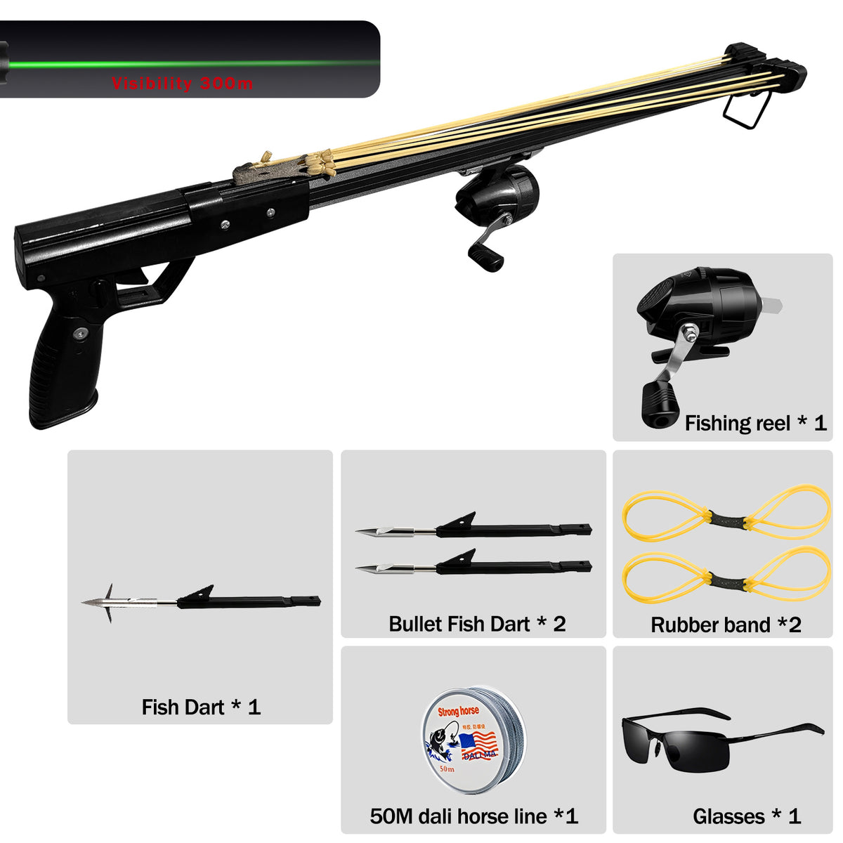 Upgraded Long Distance Fishing Slingshot for Adults with Reel, Portable Aluminum Alloy Fishing Launcher, Ergonomic Grip and Precision Smooth Line Control and Equipped with Darts, Outdoor Fishing Gear for Freshwater and Saltwater Use Adventures