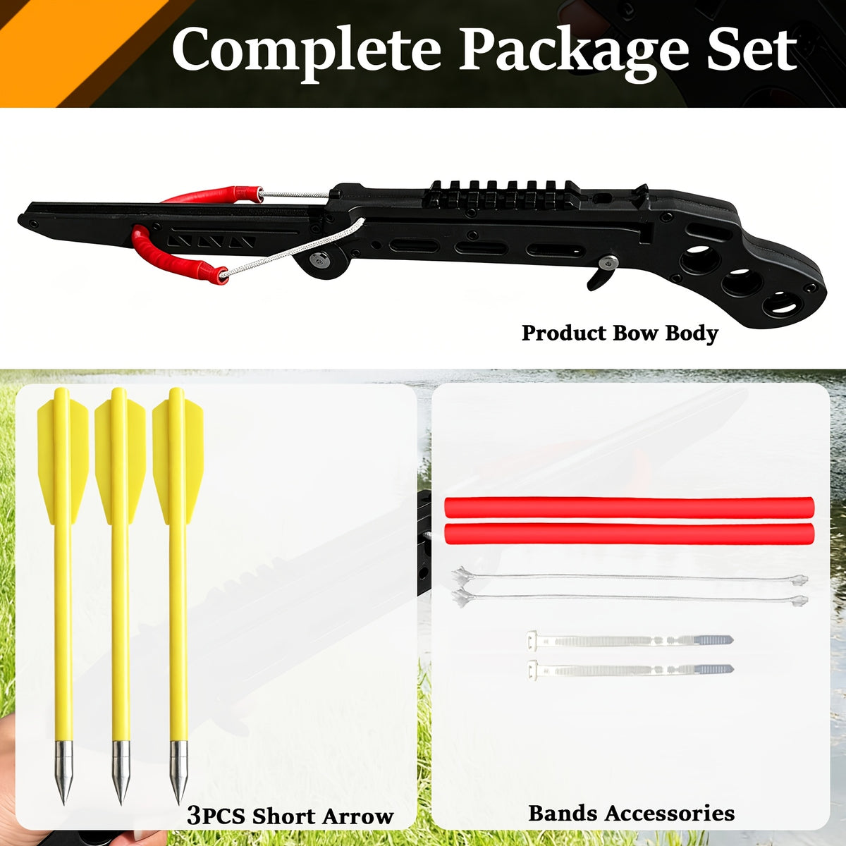 Folding Portable Slingshot, Outdoor Training Shooting Practice Compound Bow for Adults, Compact Foldable Design, Multi-Function Launcher with Ammo Balls and Training Arrow, Easy Carry for Camping Trips, Travel Packing and Backyard Weekend Use