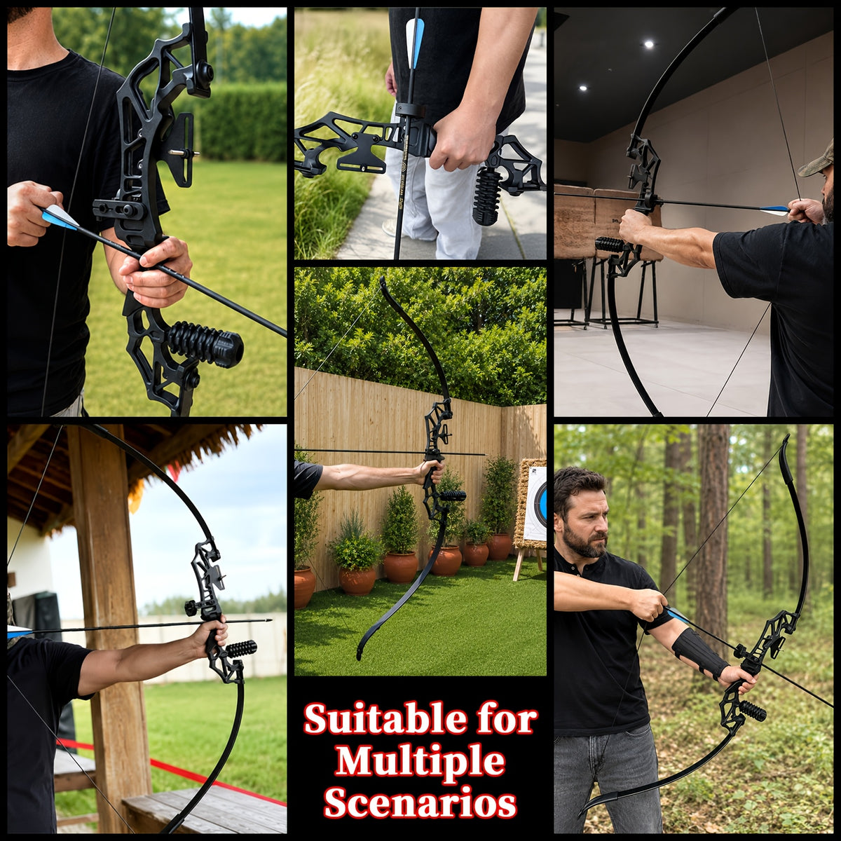 Archery Metal Recurve Bow Professional Beginner's Bow Outdoor Adult Archery Range Scenic Area Competitive Shooting, For Men and Women Sports Alloy Bow Compound Bow Competition Set, 20 LBS/30 LBS/40 LBS Available, Ambidextrous