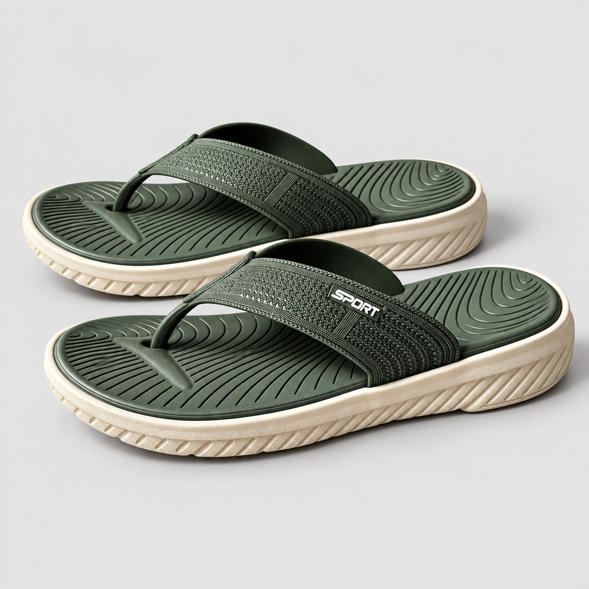 Men's Flip Flops, Slide Sandals for Men, Lightweight Thong Sandals with Thick EVA Sole, Soft Cushioned Footbed & Textured Outsole, Non-Slip Slippers, Men Summer Beach Sandals with Arch Support for Casual Walking, Indoor & Outdoor Wear, Green