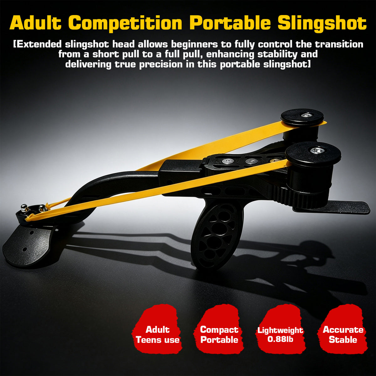 Portable Compound bow Adults Slingshot, Ultra Lightweight Fishing Slingshot with Arm Support Design, Adult Competition, Outdoor Shooting, Rapid-fire Steel Pellets Slingshot, 5pcs Replacement Bands, 50pcs Steel Balls, for Shooting, Fishing and Target