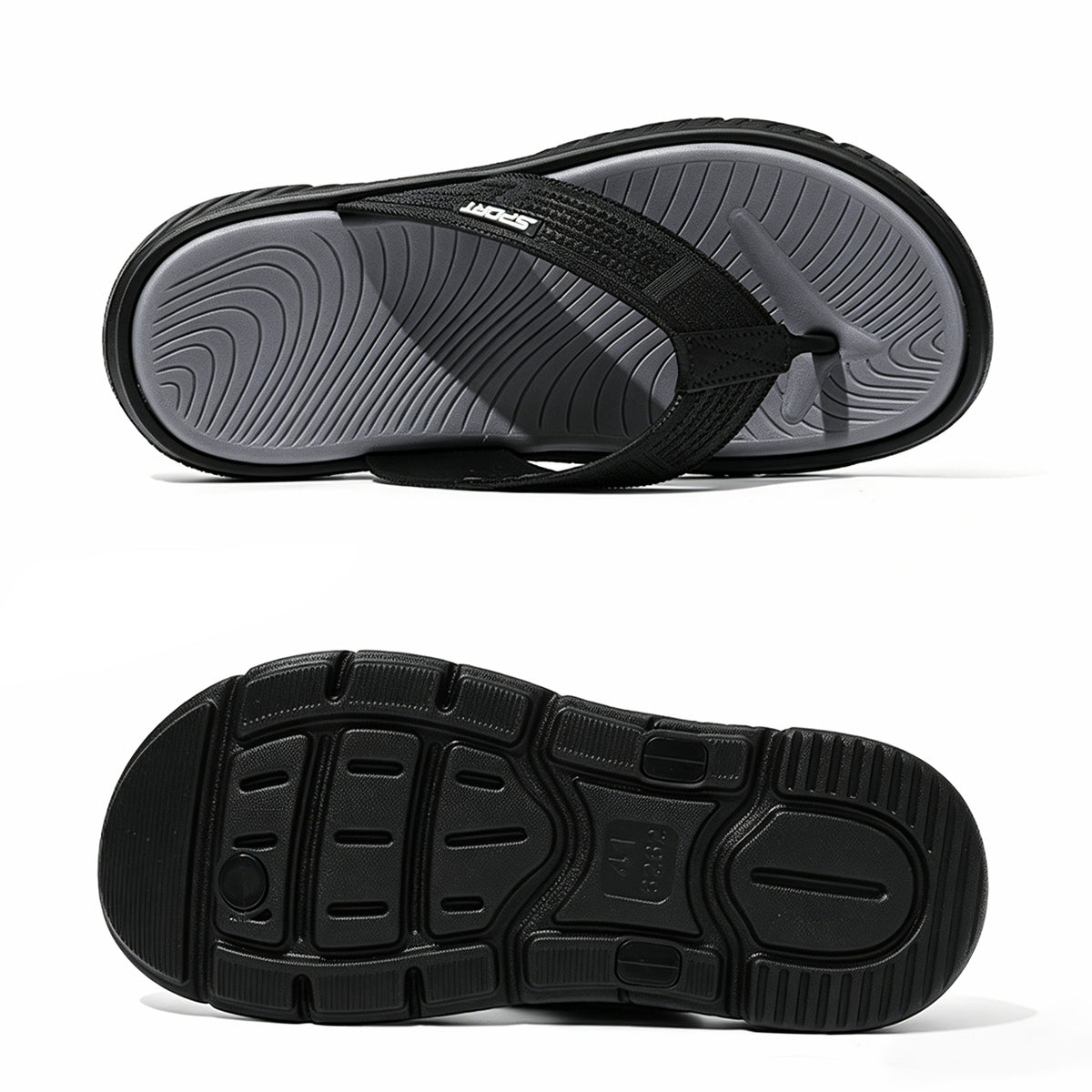 Men Summer Casual Flip-Flops, Beach Walking Thong Cushion Thong Sandals with Comfortable Arch Support Yoga Mat Beach Shoes, Durable Thick-Soled, Non-Slip, Soft-Soled Outdoor Sandals for Men, Black