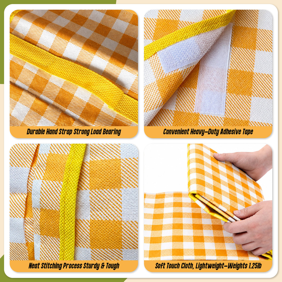 Large Checkered Picnic Blanket — 200 × 200 cm — product image 18